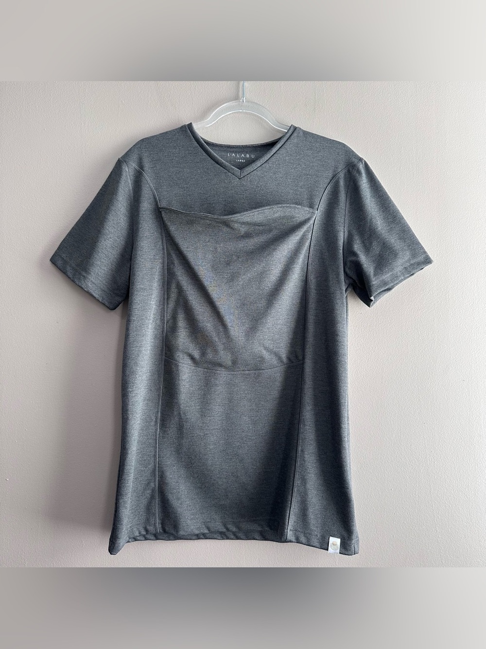 Lalabu Dad Baby Wearing Infant Carrier Shirt Mens Large Grey Short Sleeve